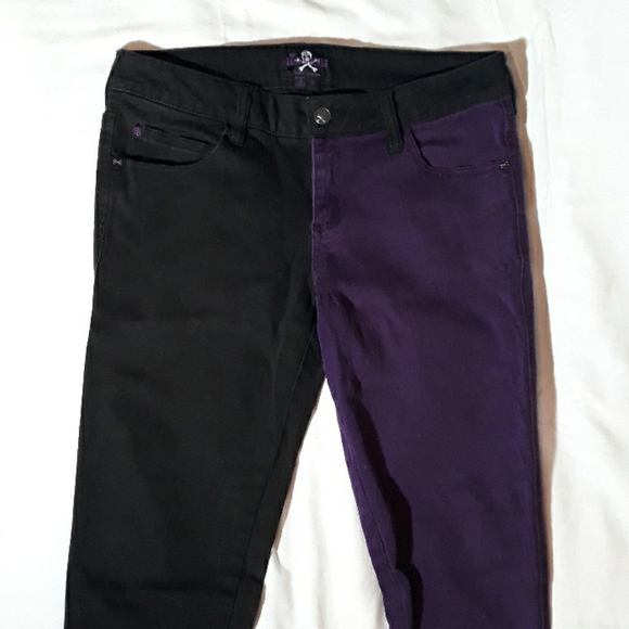Hot Topic Denim - 🖤Royal Bones Purple&Black Skinny Jeans💜
